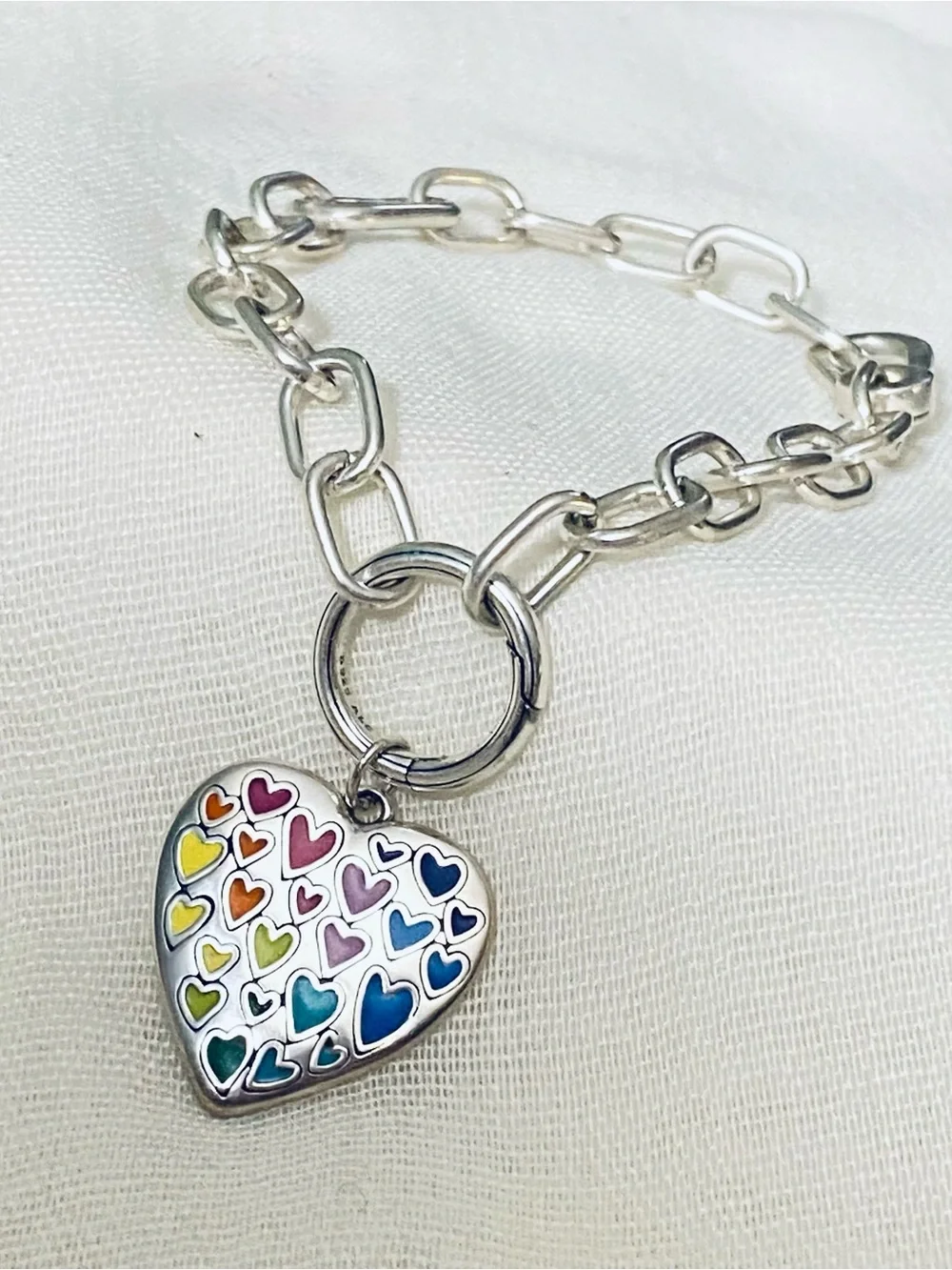 James Avery Full of Love Enamel Heart Dangle Charm | 925 Sterling Silver
